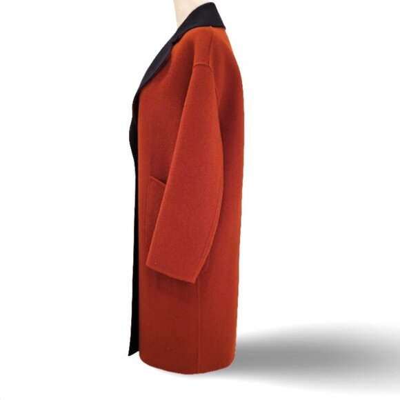 NAERSI Wool Coat | Soft Unstructured Comfort | Color-Block Rust & Navy - Picture 5 of 15